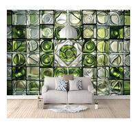 Bedroom Mural Self-adhesive Wallpaper 3D Green clear glass geometry 100x70cm Photo Modern Living Room Wall Background Tv Sofa Study Home Decoration