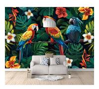 Bedroom Mural Self-adhesive Wallpaper 3D Tropical plants, flowers, birds, and green leaves 100x70cm Photo Modern Living Room Wall Background Tv Sofa Study Home Decoration Art