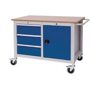 Bedrunka+Hirth Bedrunka+Hirth établi B1250xT750xH935mm hêtre multiplex multiplex gris clair signal bleu 3publ. 1door Quantité:1