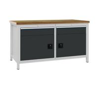 Bedrunka + Hirth Établi anthracite gris clair l1500xH859xP750 mm hêtre multip...