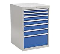 Bedrunka+Hirth Armoire à tiroirs H1019×I705×P736mm gris/bleu 2x75, 2x100, 2x125, 1x300mm tiroirs Quantité:1