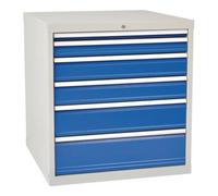 Bedrunka+Hirth Armoire à tiroirs H1019xl1005xP736mm gris/bleu 6 tiroir extractible Quantité:1