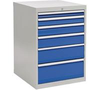 Bedrunka+Hirth Armoire à tiroirs H1019xl705xP736mm gris clair/bleu de sécurité 6 tiroir extract Quantité:1