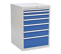 Bedrunk Hirth Armoire à tiroirs H1019xl705xP736mm gris/bleu 7 tiroir extractible Quantité:1