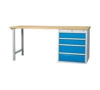 Bedrunka+Hirth Bedrunka+Hirth établi en série/500 avec bloc tiroirs 4 tiroirs, LxPxH 2000x750x859 mm Quantité:1