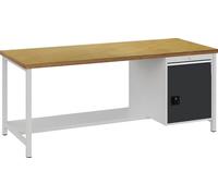 BEDRUNKA+HIRTH Etabli gris gris clair L2000xH859xT750mm Hêtre multiplex 40mm 1 tiroir.1 porte - 03.19.12AV 7035/7016
