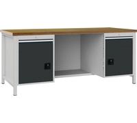 Bedrunka + Hirth Établi gris anthracite, RAL 7016 l2000xH859xP750 mm Hêtre mu...