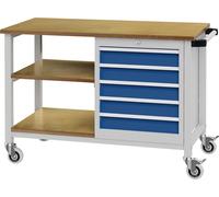 Bedrunka + Hirth Établi l.1200xP540xH880 mm hêtre Multiplex gris clair/bleu d...