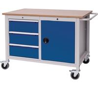 Bedrunka+Hirth Bedrunka+Hirth établi B1250xT750xH935mm hêtre multiplex multiplex gris clair signal bleu 3publ. 1door Quantité:1