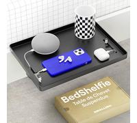 BedShelfie Étagère, Table de Chevet, Lit Superposé & Haut, Essentiels Chambre Universitaire, Table de Nuit Clip-on, Organisateur Plateau, Décoration Chambre Universitaire, Attrape-Câble, Noir