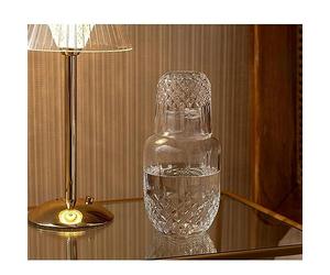 Bedside Carafe à eau avec ensemble de verre pour table de chevet, élégante carafe en verre avec verres pour chambre à coucher et nuit