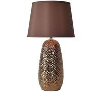 Bedside Lamp Retro Style Table, Modern Brown Ceramic with Fabric Drum Shade Nightstand Lamps