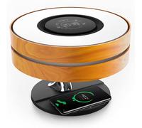 Bedside Lamp With Bluetooth Speaker And Wireless Charger, Table Lamp Desk Lamp With Sleep Mode Stepless Dimming
