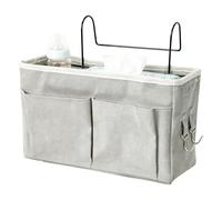 Bedside Organizer - Adjustable Hanging Storage Pocket for Nursery Bedroom | Oxford Cloth with Multiple Compartments, Space-Saving Bedside Caddy for Baby Bottle Toy, 10.5x29.5x18.5cm Dark Light Gray