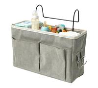 Bedside Organizer Adjustable Space-Saving Portable, Nursery Diaper Pocket with Multiple Compartments and Hanging Loops for Dorm Bunk Bedroom Kids Room Travel Baby Bottle Toy Tissue Book