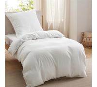 Bedsure Bedding Housse de Couette 140x200 cm - Parure de lit 1 Personne 140 x 200 certifié Oeko-TEX - Housses de Couettes 140x200 + Taies d'oreiller 65x65 avec Fermeture Éclair - Blanc