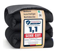 BEDSURE Couette 200 x 200 cm, couette toute l'année - Couette sans housse 200 x 200 cm 300 g/m² - 4 saisons, couette réversible noir/gris, douce et chaude, pour les personnes souffrant d'allergies