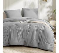 Bedsure Couette 240x220 sans Housse avec Taie d'oreiller 80x80 cm, 1x Couette, 2X Taies d'oreiller, Gris Cendre