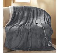 Bedsure Couverture chauffante 130x180 cm, arrêt Automatique, 6 Niveaux de Chaleur, minuterie 10h, Protection surchauffe 8h, Douce électrique pour Maison & Bureau, Gris