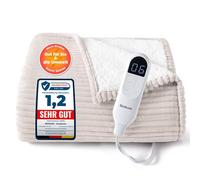 BEDSURE Couverture chauffante, blanche, 200 x 180 cm | Couverture Bubble en polaire douce, 6 niveaux de chaleur, minuterie 10h, arrêt automatique, protection contre la surchauffe