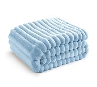Bedsure Couverture Moelleuse en Polaire - Couverture Douce et Chaude en Cordon Grossier pour lit et canapé Bleu égéen, 150 x 200 cm
