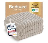 Bedsure Couverture Moelleuse en Polaire - Couverture Douce et Chaude en Cordon Grossier pour lit et canapé Beige, 130 x 170 cm
