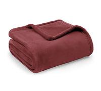 Bedsure Couverture polaire en microfibre effet flanelle, ultra douce, chaude, infroissable et anti-tache, pour lit, canapé, salon, comme couvre-lit, 150 x 200 cm, bordeaux
