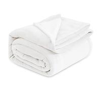 Bedsure Couverture polaire en microfibre effet flanelle, ultra douce, chaude, infroissable et anti-tache, pour lit, canapé, salon, comme couvre-lit, 270 x 230 cm, blanc