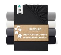 Bedsure Drap-housse 100% Coton Breathable & Cooling - Hotel Luxury - Easy Care - 180x200cm - Noir