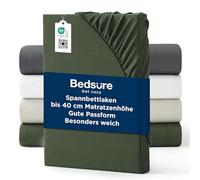 Bedsure Drap-Housse 160x200cm Extra Profond - jusqu'à 40 cm, pour Matelas Haut & sommier tapissier, Microfibre Effet Coton lavé, Doux au Toucher, Lavable en Machine, Vert Olive