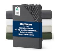 Bedsure Drap-Housse 160x200cm Extra Profond - jusqu'à 40 cm, pour Matelas Haut & sommier tapissier, Microfibre Effet Coton lavé, Doux au Toucher, Lavable en Machine, Gris Anthracite