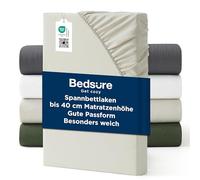 Bedsure Drap-Housse 180x200cm Extra Profond - jusqu'à 40 cm, pour Matelas Haut & sommier tapissier, Microfibre Effet Coton lavé, Doux au Toucher, Lavable en Machine, Beige