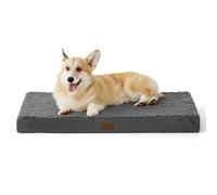 Bedsure Grand matelas pour chien lavable - Oreiller orthopédique et matelas pour panier de chien avec housse amovible en peluche Sherpa, gris, 89 x 56 x 7,6 cm