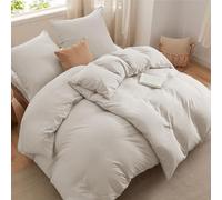 Bedsure Housse de Couette 135 x 200 cm 4 teilig Chanvre Nature avec 2 Taies d'oreiller 80 x 80 cm