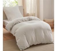 Bedsure Housse de Couette 135 x 200 cm Chanvre Nature avec 2 Taies d'oreiller 80 x 80 cm