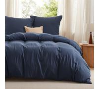 Bedsure Housse de Couette 155 x 220 cm Bleu Marine avec 2 Taies d'oreiller 80 x 80 cm