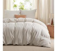 Bedsure Housse de Couette 155 x 220 cm Chanvre Nature avec 2 Taies d'oreiller 80 x 80 cm