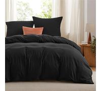 Bedsure Housse de Couette 200x200 cm - Parure de lit 200 x 200 certifié Oeko-TEX - Bedding Sets de Housses de couettes 200x200 + 2X Taies d'oreiller 65x65 avec Fermeture Éclair - Noir