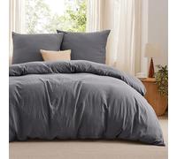 Bedsure Housse de Couette 240 x 220 cm Gris foncé avec 2 Taies d'oreiller 80 x 80 cm