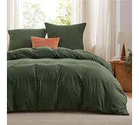 Bedsure Housse de Couette 240 x 220 cm Gris Vert Olive avec 2 Taies d'oreiller 80 x 80 cm