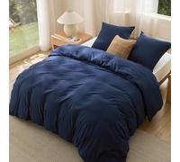 Bedsure Housse de Couette 240x220 cm - Parure en Microfibre de Polyester Oeko-TEX - Bedding Sets Housses de Couettes 240x220 + 2X Taies d'oreiller 65x65 cm avec Fermeture Éclair - Bleu Marine