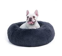Bedsure Lit pour Chat Grand Donut - Lits pour Chats d'intérieur, lit Moelleux pour Chaton Lavable, lit Douillet en Forme de Beignet avec Fond antidérapant, Gris, L 60 x l 60 x H 20 cm