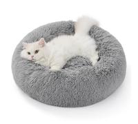 Bedsure Lit pour Chat Grand Donut - Lits pour Chats d'intérieur, lit Moelleux pour Chaton Lavable, lit Douillet en Forme de Beignet avec Fond antidérapant, Gris, L 50 x l 50 x H 16 cm