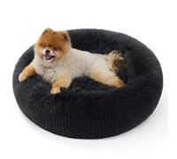 Bedsure Lit pour Chien Lavable - Ø 60 cm lit pour Chat Moelleux, Espace de Sommeil pour Chats et Petits Chiens, Coussin Rond en Peluche, lit Douillet, Gris foncé