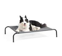 Bedsure Lit Surélevé pour Chiens de Taille Moyenne | Lit pour Chiens d'Extérieur Surélevé et Imperméable avec Maille pour Voyages et Jardin, Gris, 105x65x20 cm
