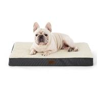 Bedsure Matelas moyen pour chien lavable - Oreiller orthopédique et matelas pour panier de chien avec housse amovible en peluche Sherpa, blanc, 76 x 51 x 7,6 cm
