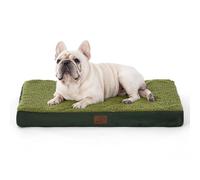 Bedsure Matelas moyen pour chien lavable - Oreiller orthopédique et matelas pour panier de chien avec housse amovible en peluche Sherpa, vert foncé, 76 x 51 x 7,6 cm