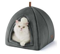 Bedsure Niche Chat Gris Foncé - Panier Chat Pliable avec Coussin Lavable, Tente Chaton Adaptée aux Petits et Moyens Animaux Domestiques, Maison Douce et Chaude pour Intérieur, 40x40x40cm