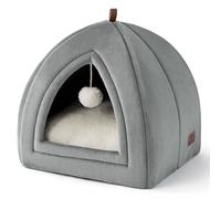 Bedsure Niche Chat Gris - Panier Chat Pliable avec Coussin Lavable, Tente Chaton Adaptée aux Petits et Moyens Animaux Domestiques, Maison Douce et Chaude pour Intérieur, 40x40x40cm