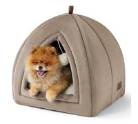 Bedsure Nichoir Chats Grands Camel - Panier Chats Pliable avec Coussin Lavable, Tente pour Chaton Adaptée aux Animaux Domestiques Moyens, Maison Douce et Chaude pour Intérieur, 44x44x44cm